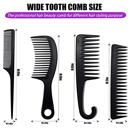 4 ADET geniş diş tarakları, ıslak kıvırcık saçlar için büyük saç fırçası duş tarak seti, Kadınlar ve erkekler için