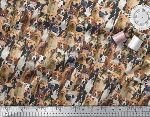 Soımoı 58 İnç Genişliğinde Pamuklu Poplin Kumaş Köpek Baskı Dikiş Malzemesi Yard Tarafından-Çok Renkli