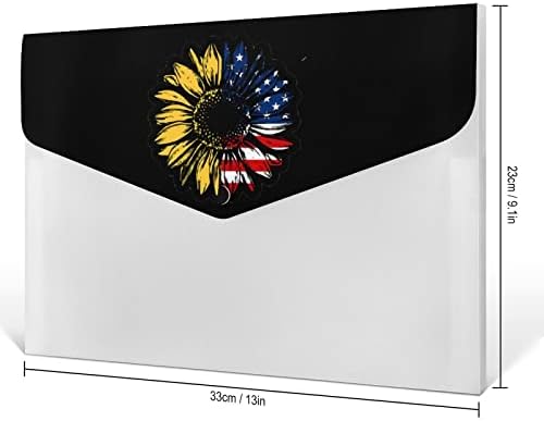 ABD Amerikan Bayrağı Ayçiçeği Plastik Renkli Dosya Klasörü 6 Cepler Organizatör Akordeon Tutucu Belge Ev Ofis için