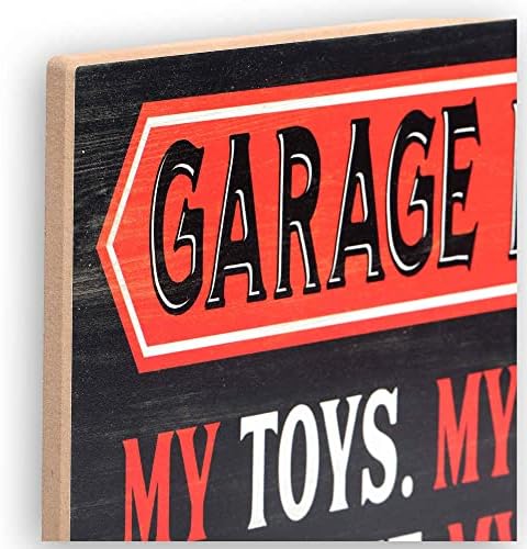 Açık Yol Markaları Garaj Kuralları Ahşap Duvar Dekoru-Oyuncaklarım Aletlerim Eşyalarım Kurallarım-Komik Garaj İşareti