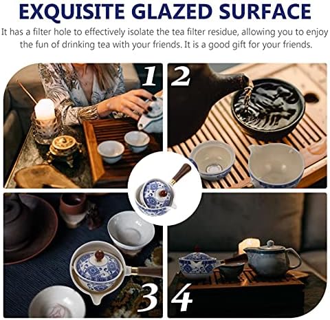 Angoily seramik demlik ile yan kol, porselen çay makinesi 360 Derece Dönen Çay Makinesi için Gevşek Çay, Küçük Çin