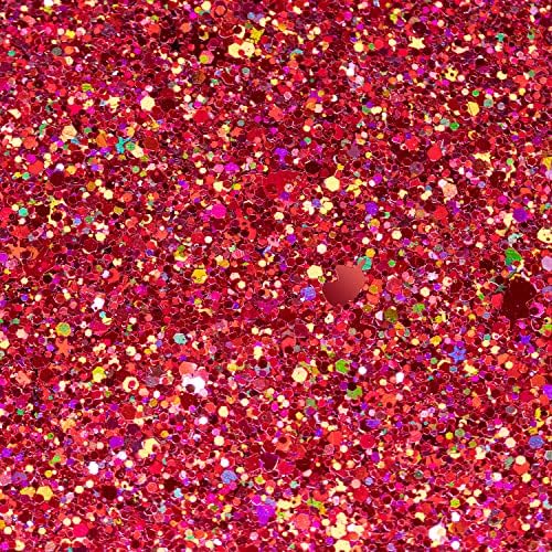 Holografik Tıknaz Glitter 50g Kırmızı Vücut Glitter ile Çok Şekiller 50g / 1.76 oz Sparkle Glitter için Vücut Yüz