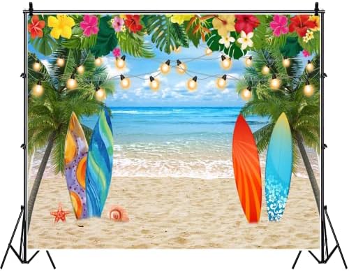 10x8ft Hawaiian Plaj Zemin Photoshoot için Yaz Okyanus Tropikal Palmiye Ağaçları Aloha Luau Çiçek Sahil Fotoğraf Arka