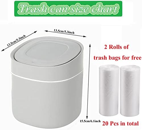 Kapaklı Plastik Mini Çöp Tenekesi - Banyo Vanity, Masaüstü, Masa Üstü veya Sehpa için 2 L Açılır Çöp Kovası-Pamuklu