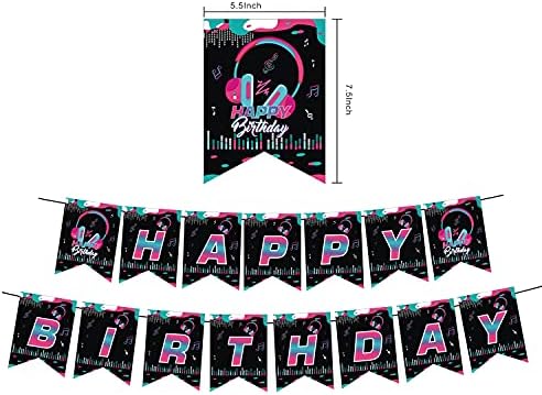 Müzik Doğum Günü Afiş Malzemeleri, Tic Tok Tema Mutlu Doğum Günü Kiraz Kuşu Afiş Erkek Kız Yetişkinler için Doğum
