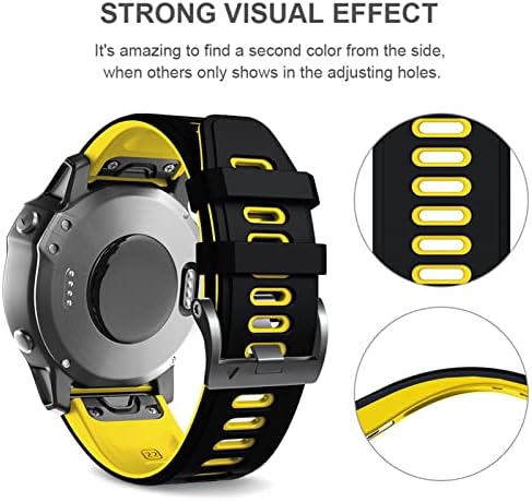 Silikon Tutuşunu Watchband Sapanlar Garmin Fenix 7 7X7 S Smartwatch Kolaylık 20 22 26mm Bilek Bandı (Renk: Siyah Sarı,