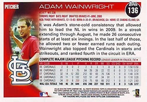 2010 Topps 136 Adam Wainwright St. Louis Kardinaller MLB Beyzbol Kartı NM-MT