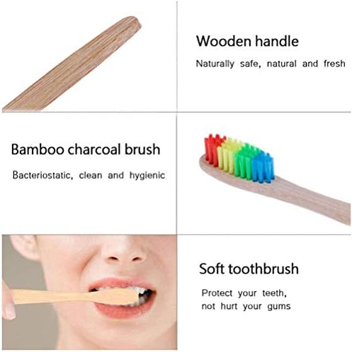 DOITOOL 4 adet Diş Fırçaları Doğal Bambu Saplı Diş Fırçası Seyahat Ev Kolej Kullanımı (Renkli)