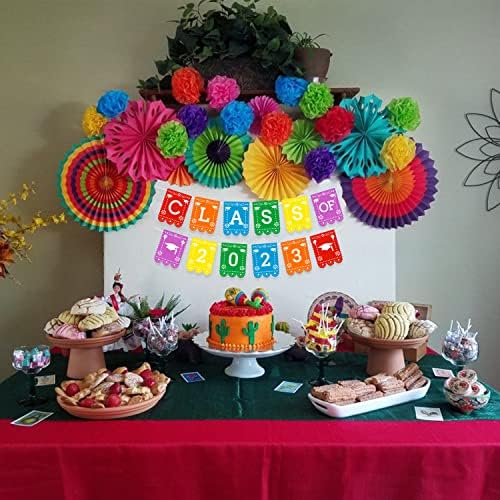 Meksika Mezuniyet Afiş Fiesta Tema Sınıfı Garland Grad Kap Kolej Lise Kıdemli Taco Parti Dekorasyon