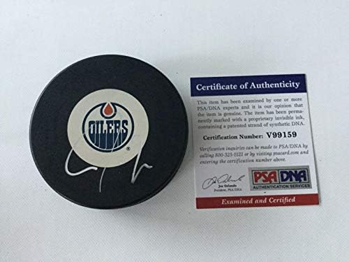 Jordan Eberle İmzalı Edmonton Oilers Hokey Diski PSA DNA COA a İmzalı NHL Diskleri İmzaladı