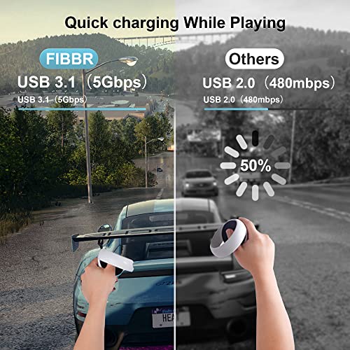 FIBBR Ultra Fiber Optik Kablo Bağlantı Kablosu 10ft / 3M, USB C'den USB-C'ye Hibrit Aktif Optik USB 3.1 Kablosu 10ft