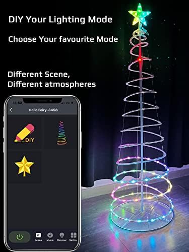 Akıllı Noel ağacı ışıkları - 6FT El yapımı Spiral Noel ağacı ile 138 LED ışıkları ve Noel ağacı Topper yıldız, uzaktan