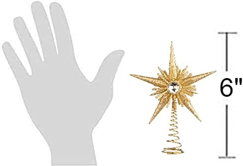 Taş Merkezi ile Küçük Altın Işıltılı Yıldız Ağacı Topper