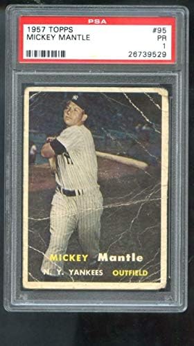 1957 Topps 95 Mickey Mantle New York Yankees PSA 1 Kademeli Beyzbol Kartı MLB-Slabbed Beyzbol Kartları