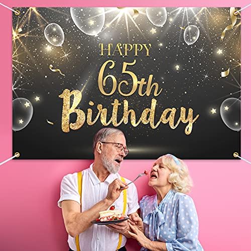 HAMİGAR 6x4ft Mutlu 65th Doğum Günü Giltter Shinning Banner Zemin-65 Yaşında Doğum Günü Süslemeleri Parti Malzemeleri