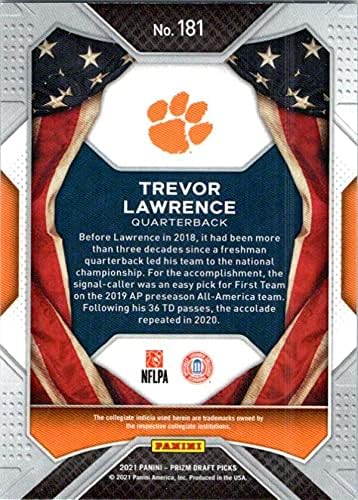 2021 Panini Prizm Taslak Seçtikleri 181 Trevor Lawrence Tüm Amerikan Clemson Tigers RC Çaylak Futbol Ticaret Kartı