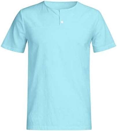 GDJGTA Baggy Düğme Düz Kollu Renk T Pamuk erkek Üstleri Bluzlar Keten Gömlek Kısa erkek Bluz Erkek T Shirt
