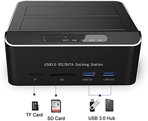 n / a Çift Bay USB 3.0 SATA IDE harici sabit disk Yerleştirme İstasyonu ile 2-Port Hub kart okuyucu 2.5 / 3.5 İnç