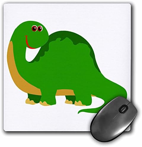 3Drose LLC 8 X 8 X 0,25 İnç Mouse Pad, Sevimli Yeşil Brontosaurus Yeşil Dino Dinousaur Çizgi Film (Mp_116525_1)