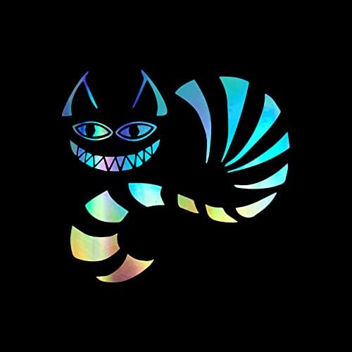 Wonderland Cheshire Kedi Çıkartması vinil yapışkan Oto Araba Kamyon Duvar Dizüstü | Holografik / 5.5x 5