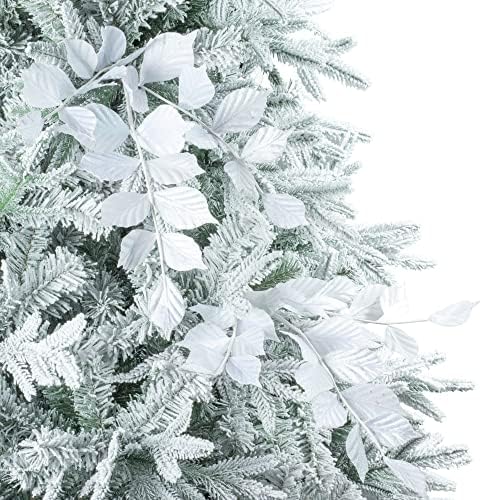 KI Mağaza Beyaz Noel Seçtikleri Sprey Seti 6 Noel Yaprak Çiçek Kök Noel Ağacı Dekorasyon için Buket Ağacı Topper Çiçek