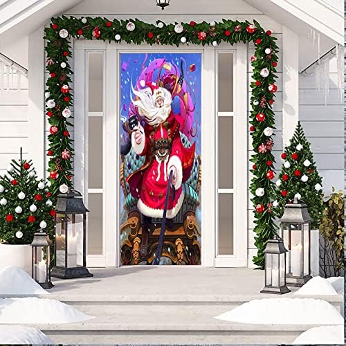 3D Noel Kapı Kapakları Noel Partisi Süslemeleri Kapı Çıkartmalar 31X78 İnç Soyunma Çıkartmalar Kızlar için Orta Okul