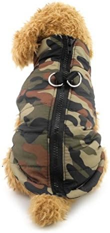 Zunea Yavru Köpek Yumuşak Koşum Yelek Yastıklı Ceket Fermuar Kapatma Yeşil Camo Boyutu XL