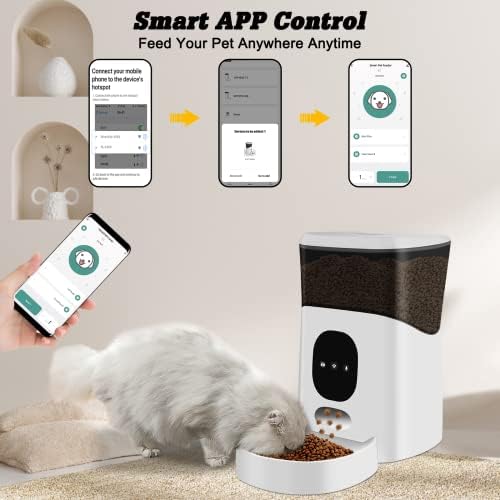TNELTUEB Otomatik Kedi Besleyici, APP Kontrolü 2.4 G WiFi Akıllı Pet Kuru Gıda Dağıtıcı, günde 10 Öğüne kadar Kediler