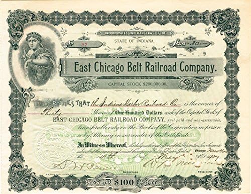 Doğu Chicago Kemer Demiryolu-Stok Sertifikası