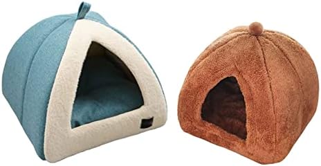 ＫＬＫＣＭＳ 2 × Rahat Pet Yatak Kedi Evi Ped ile Sıcak Kaymaz Yatak Kulübesi Yavru Kapalı Kediler Kirpi Küçük Hayvanlar