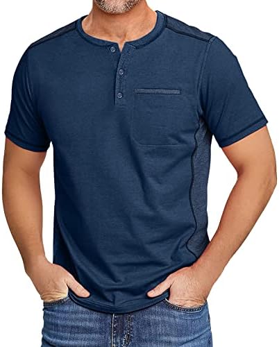 GEEK aydınlatma erkek Henley Gömlek Kısa Kollu Pamuk T Shirt Casual Boyun Tee Erkekler ıçin