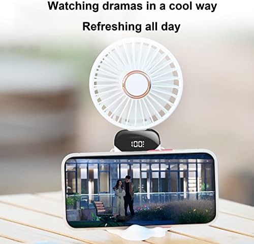 MOSHOU Mini Taşınabilir Fan, Dijital Ekranlı 5000 mAh Pille Çalışan Boyun Fanı, USB Şarj Edilebilir ve 5 Ayarlanabilir