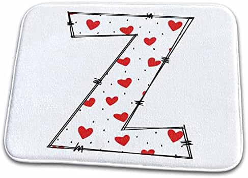3dRose Sevimli Kırmızı ve Beyaz Kalpler Valentine Monogram İlk. - Banyo Banyo Halısı Paspasları (kilim-374344-1)
