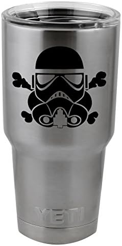 Star Wars Inspired Stormtrooper ve Crossbones vinil yapışkan Çıkartması Yeti Kupa Bardak Termos Pint Cam (4 Geniş