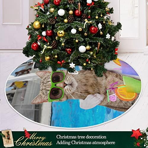 Oarencol Yaz Kedi Köpek Noel Ağacı Etek 36 inç Jack Russell Terrier Eğlenceli Hayvanlar Noel Tatil Parti Ağacı Mat