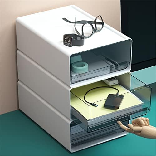 WDBBY Masaüstü saklama kutusu Şeffaf Çekmece Tipi Ofis Dosya saklama kutusu Yatak Odası Çalışma Üst Üste Kombinasyonu