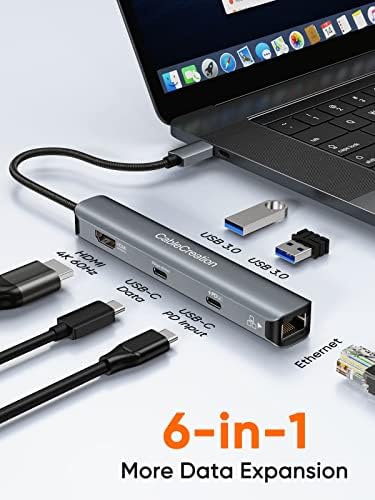 CableCreation 6-in-1 USB-C Hub Paketi ile USB C Dişi USB Erkek Adaptör