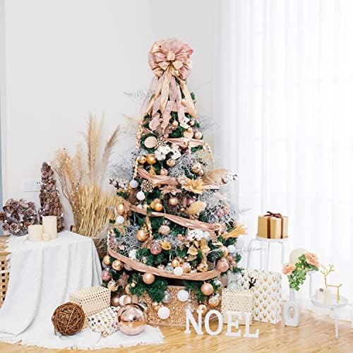 Sunshine Noel Ağacı Topper, Noel Ağacı Topper Yay Süsleme ile Glitter Saten Örgü Flama, Noel Ağacı Asılı Süslemeleri