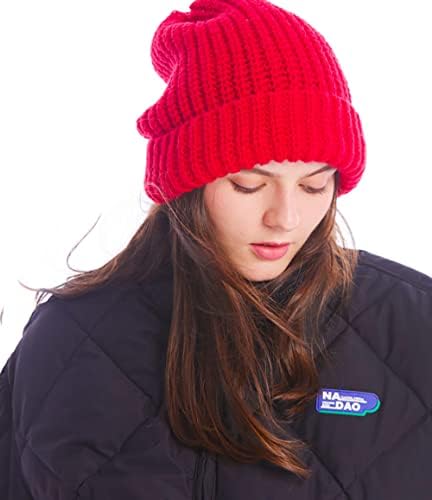 Kış Örgü hımbıl bere Şapka Kadın Erkek Kalın, Yumuşak ve Sıcak Tıknaz Kasketleri Kar Kap, ipli saklama çantası Dahil