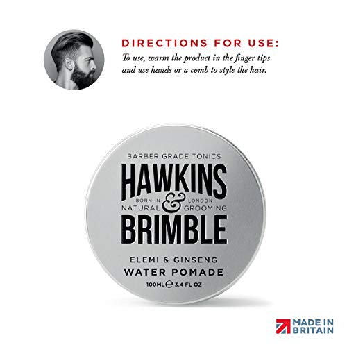 Hawkins & Brimble Erkek Su Pomatı 100ml / 3.4 floz-H2O Bazlı Saç Şekillendirme / Bakım / Yüksek Parlaklık Firma Tutma,