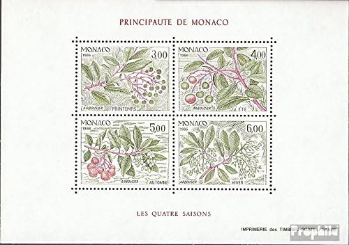 Monako blok 34 (Tamamlandı.Sorun.) 1986 Dört Mevsim (Koleksiyoncular için Pullar) Bitkiler / Mantarlar